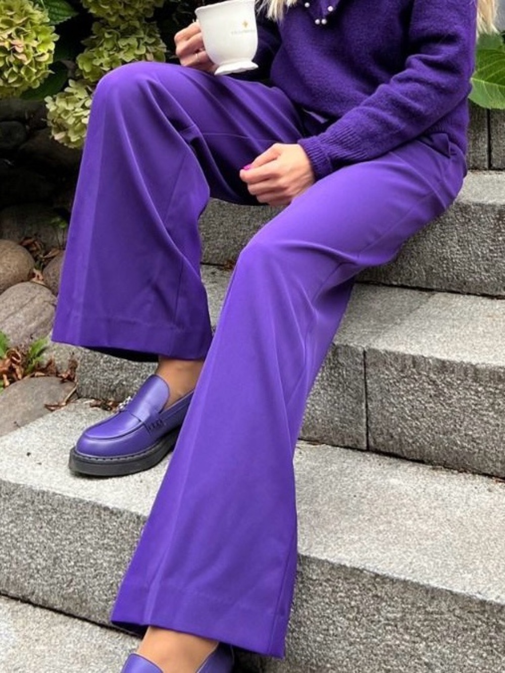 ICHI Wide-Leg Purple Pants - Elevated and Comfortable!